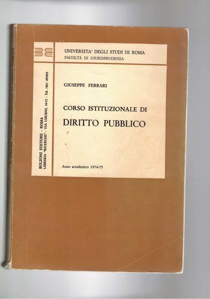 Coro istituzionale di diritto pubblico. Dispensa universitaria.