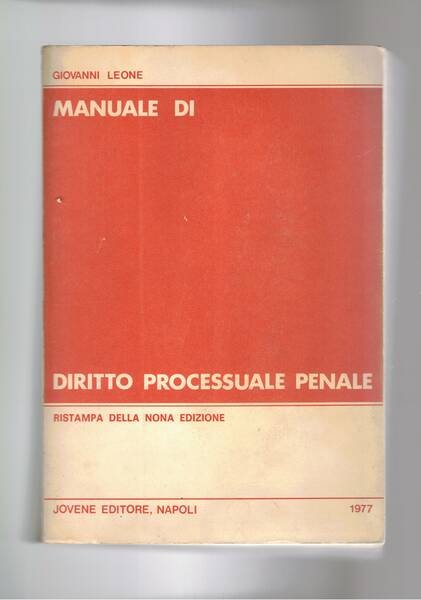 Manuale di diritto processuale penale. 9a edizione.
