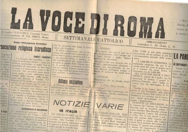 La Voce di Roma. Settimanale cattolico n° del 26 luglio …