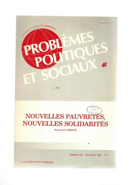 Nouvelles pauvretes nouvelles solidarites, n° 588 del 29 lug. 1988 …
