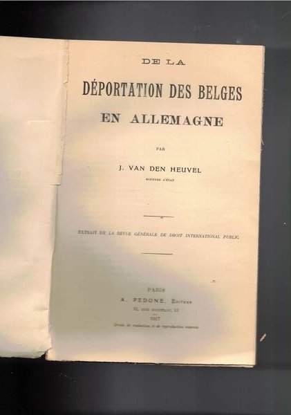 De la déportation des belges en Allemagne. Extrait.