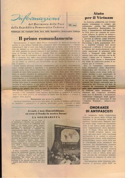 Informazioni del Movimento della pace della Repubblica Democratica Tedesca. Foglio …