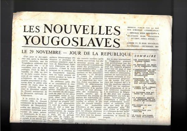 Les Nouvelles Jugoslaves, mensile disponiamo dei n° mag. 1960 e …