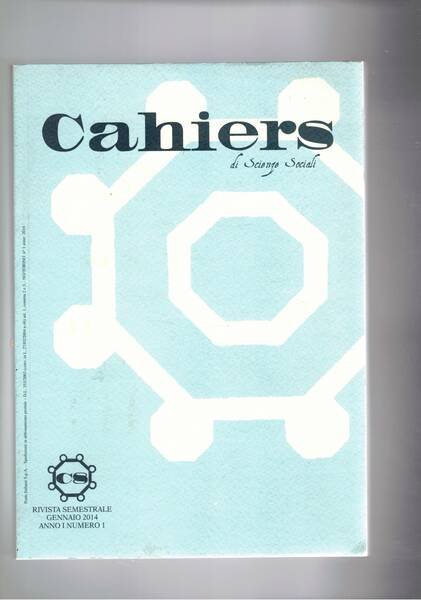Cahiers di scienze soviali, rivista semestrate anno I° n° 1 …