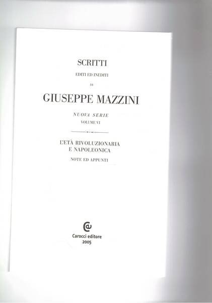 L'età rivoluzionaria e napoleonica, note ed appunti. Nuova serie vol. …