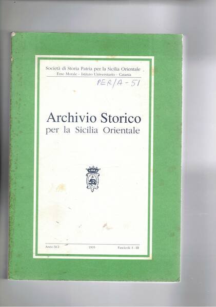 Archivio storico per la Sicilia Orientale fasc. I-III in unico …