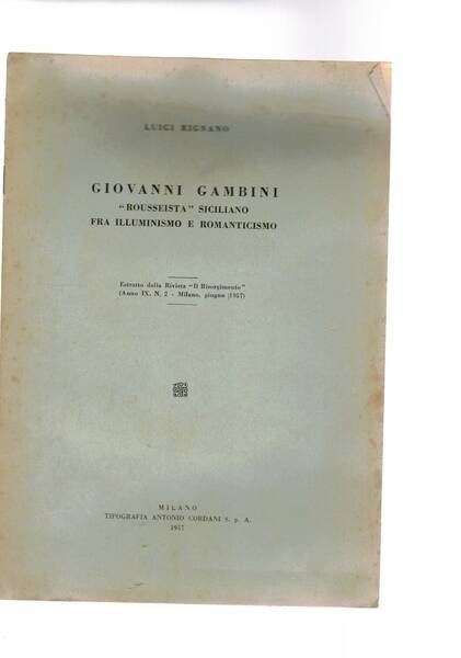 Giovanni gambini "roussista" sicililano fra illuminismo e romantiismo. Estratto.