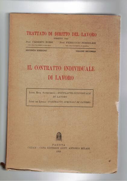Il contratto individuale di lavoro e contratti speciali di lavoro. …