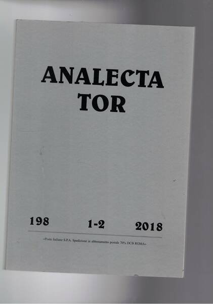 Analecta Tor, trimestrale del terz'ordine francescano. vol. 198 fasc. 1-2 …