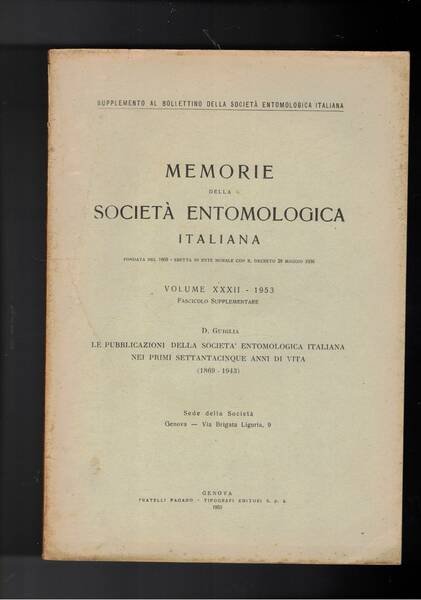 Le pubblicazioni della società entomologica italiana nei primi settantacinque anni …