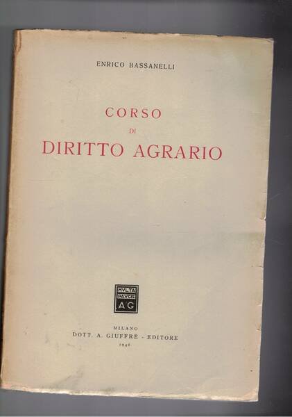 Corso di diritto agrario.