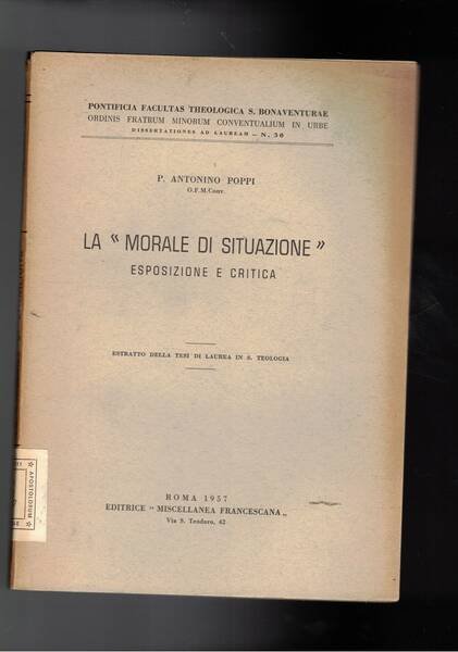 La "morale di situazione" esposizione critica. Estratto.