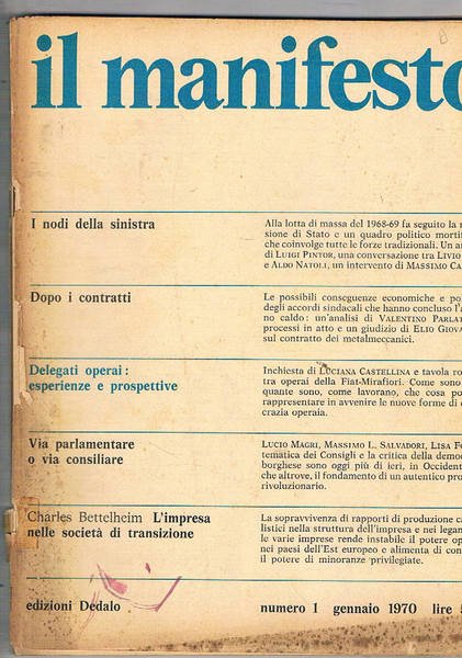 Il manifesto (mensile) anno 2° del 1970 completo.