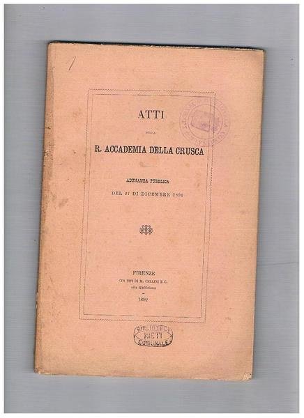 Atti della R. Accademia della crusca; adunanza pubblica del 27 …