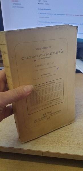 Elementi di trigonometria con molti esempi. Versione dall'inglese con aggiunte …