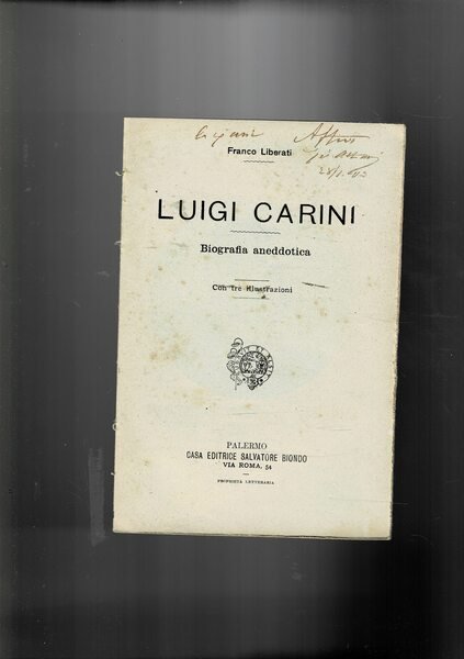 Luigi Carini. Biografia aneddotica.