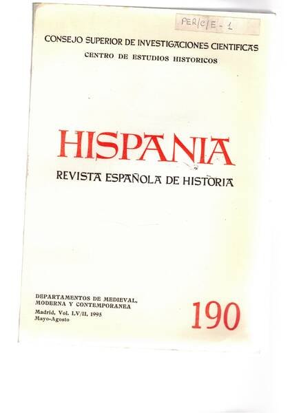 Hispania. Revista española de historia. Disponiamo dell'anno 1995 il numero …