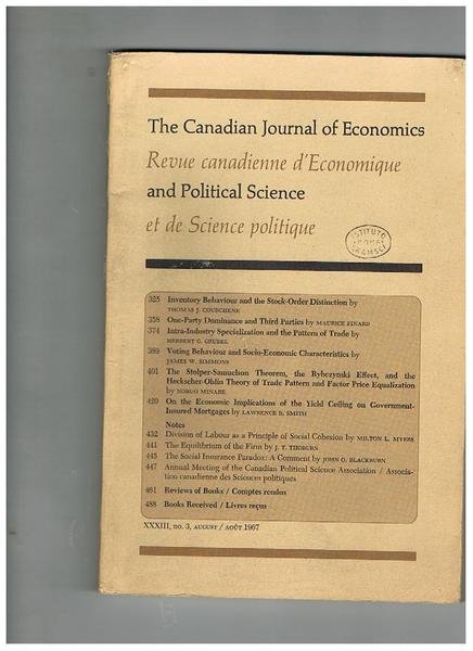 The Canadian Journal of Economics and Political Science, the Journal …