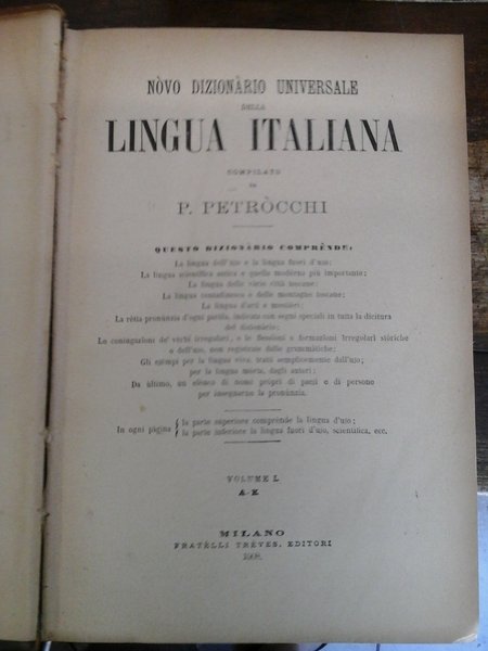 Nuovo dizionario universale della lingua italiana vol. I-II, che comprende: …