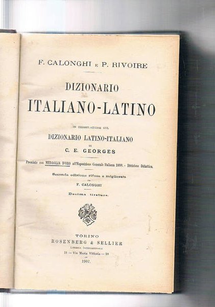 Dizionario italiano-latino in correlazione col Dizionario Latino-italiano di C. E. …