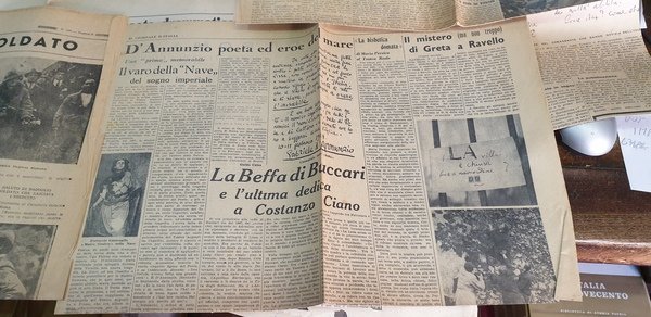 Morte di Gabriele D'Annunzio. Raccolta di pagine di quattro giornali …