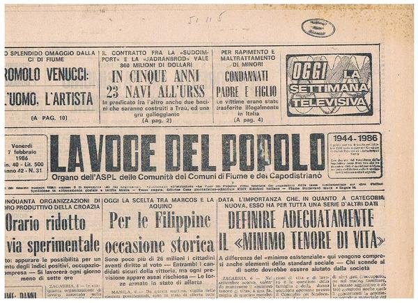 La Voce del Popolo, quotidiano (tranne la domenica). Organo Dell'Aspl …