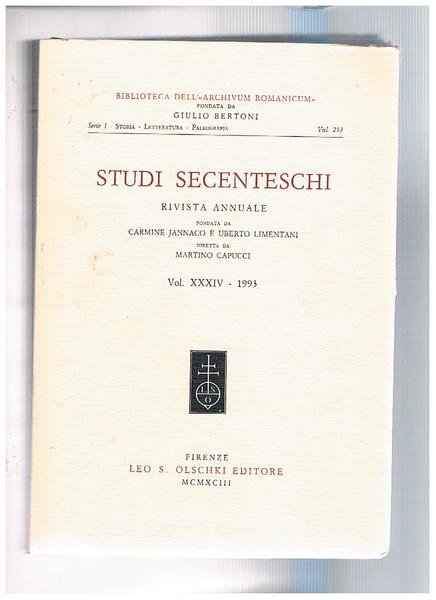 Studi secenteschi, rivista annuale della biblioreca dell"Archivium Romanicum" findata da …