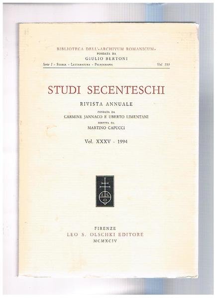 Studi secenteschi, rivista annuale della biblioreca dell"Archivium Romanicum" findata da … | Immagine principale
