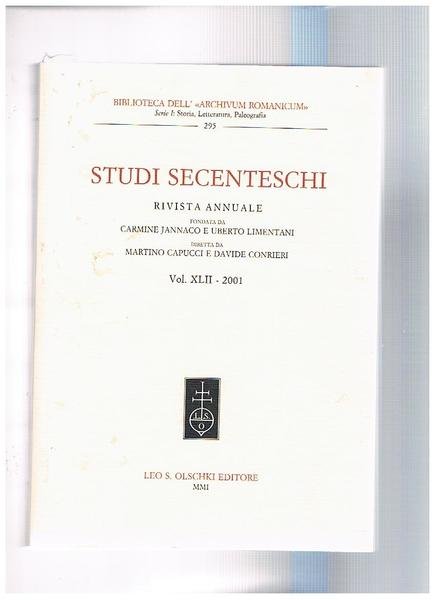 Studi secenteschi, rivista annuale della biblioreca dell"Archivium Romanicum" findata da …