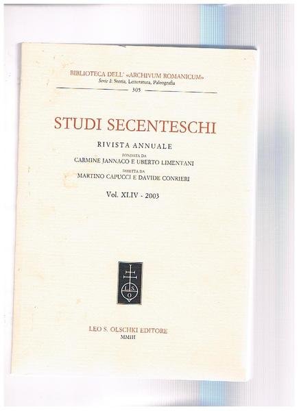 Studi secenteschi, rivista annuale della biblioreca dell"Archivium Romanicum" findata da …