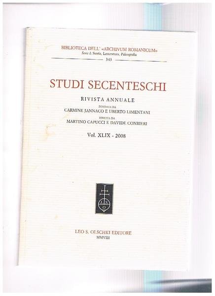 Studi secenteschi, rivista annuale della biblioreca dell"Archivium Romanicum" findata da …