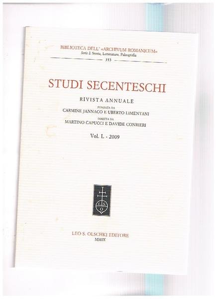 Studi secenteschi, rivista annuale della biblioreca dell"Archivium Romanicum" findata da …
