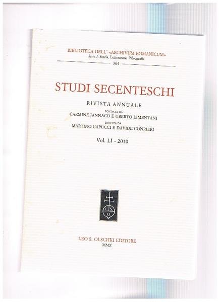 Studi secenteschi, rivista annuale della biblioreca dell"Archivium Romanicum" findata da … | Immagine principale