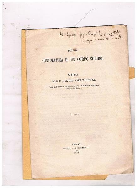 Sulla cinematica di un corpo solido. Nota del S. C. …