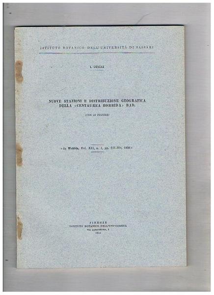 Nuove stazioni e distribuzione geografica della "Centuria Horrida" Bad. ERstratto.