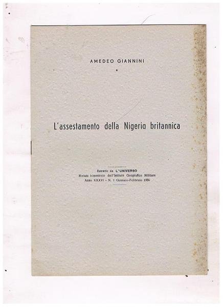 L'assestamento della Nigeria britannica. Estratto.