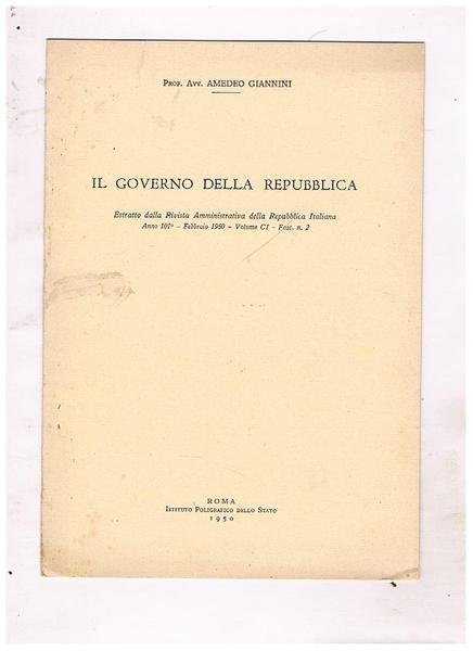 Il governo della repubblica. Estratto.