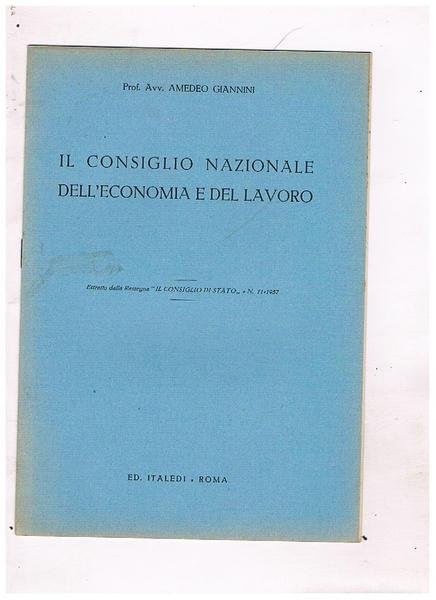 Il consiglio nazionale dell'economia e del lavoro. Estratto.