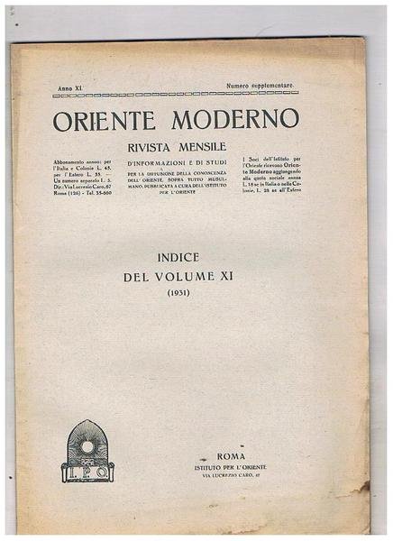 Oriente Moderno, rivista mensile d'informazioni e di studi per la …