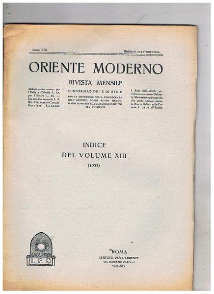 Oriente Moderno, rivista mensile d'informazioni e di studi per la …