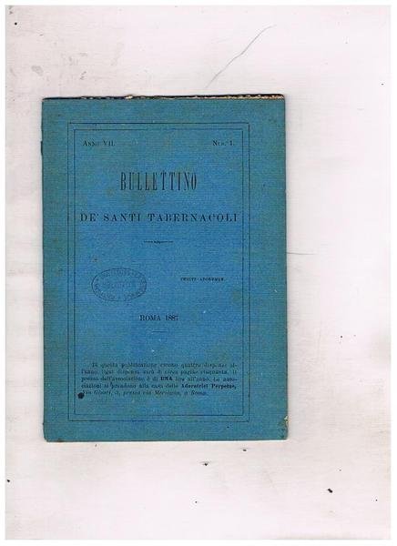 Bullettino dè Santi Tabernacoli o annali dell'associazione dell'adorazione perpetua e …