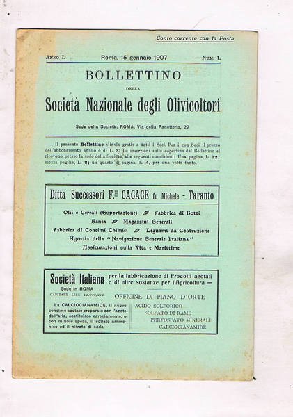 Bollettino della Società Nazionale degli Olivicoltori (mensile). Diisponiamo di 25 …