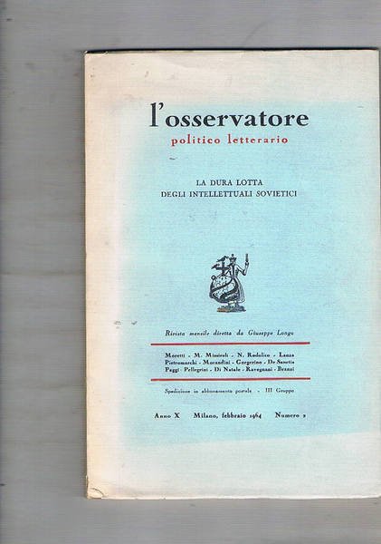 La dura lotta degli intellettuali sovietici. Numero 2 de L'osservatore …