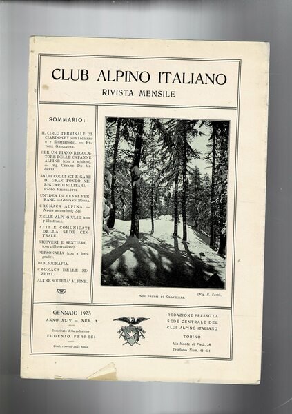 Club Alpino Italiano rivista mensile disponiamo dell'annta completa del 1925. …