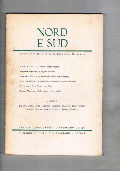 Nord e Sud rivista mensile. Disponiamo dell'anno 1960 dei mesi …