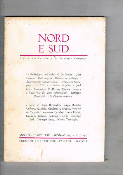 Nord e Sud rivista mensile. disponiamo del mese di Gennaio …