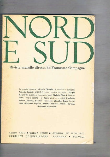 Nord e Sud rivista mensile. Disponiamo del mese di Giugno …