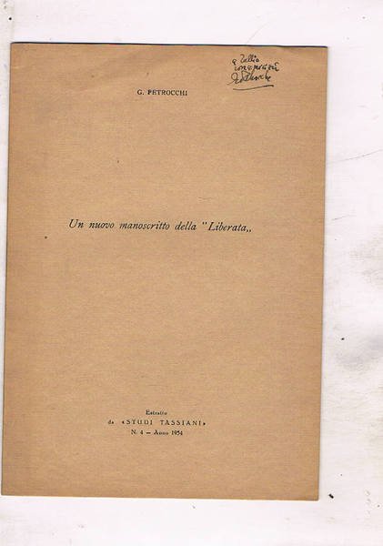 Un nuovo manoscritto delle "Liberata". Estratto.