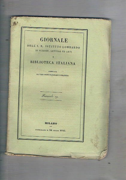 Giornale dell'I. R. Istituto lombardo di scienze, lettere ed arti …