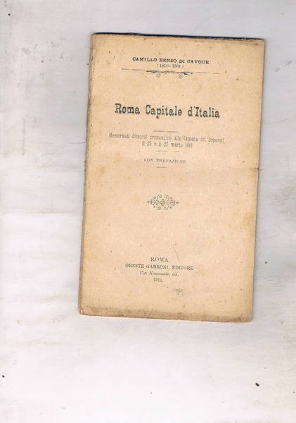 Roma Capitale d'Italia. Memorandi discorsi pronunziati alla Camera dei deputati … | Immagine principale